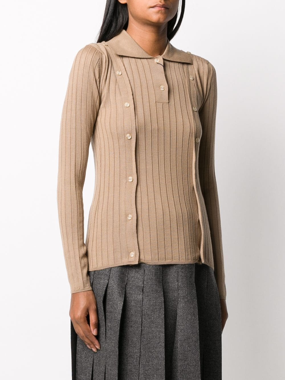 layered ribbed-knit jumper - 3