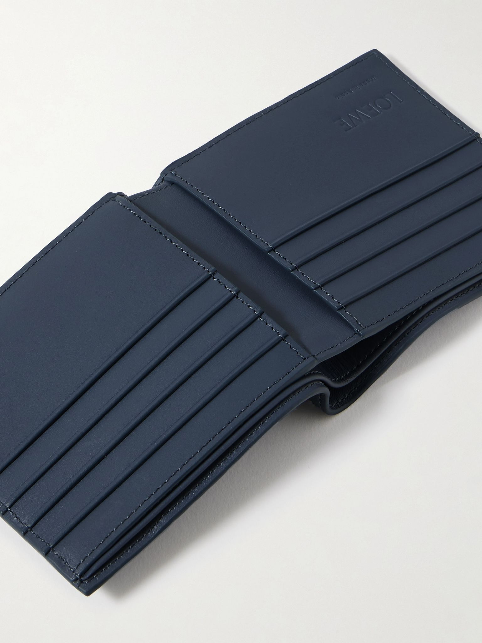 Puzzle Logo-Debossed Leather Billfold Wallet Blue - 4