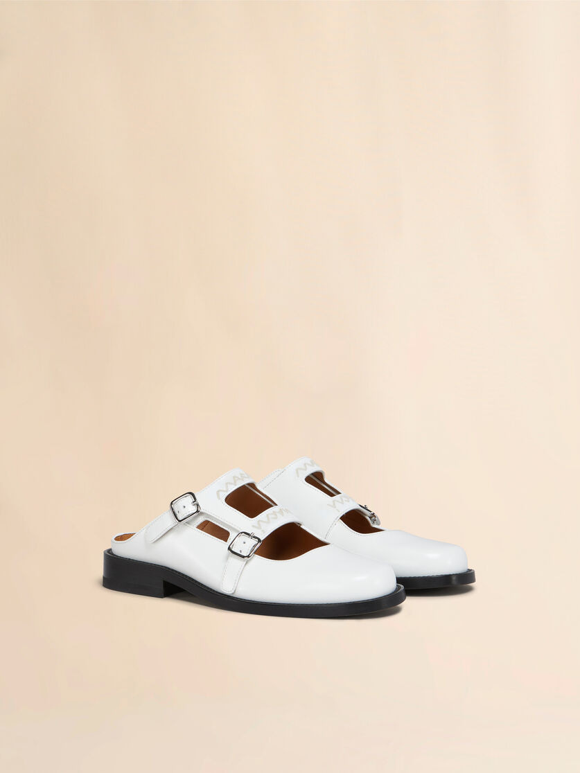 WHITE LEATHER BAMBI 3.0 LOAFER WITH DOUBLE BUCKLE - 2