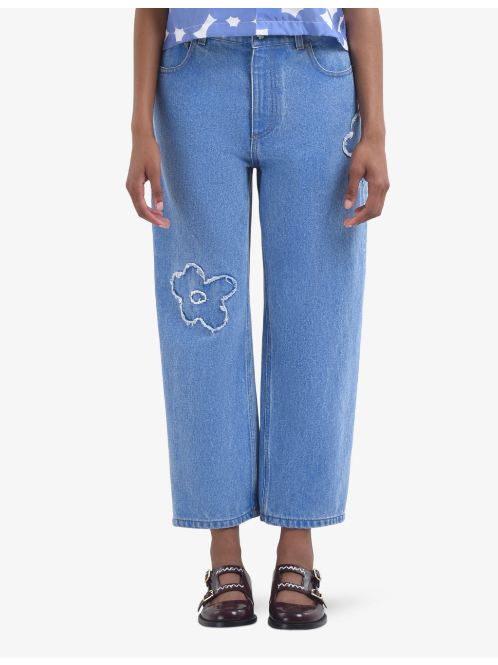 Floral-embroidered straight-leg mid-rise jeans - 3