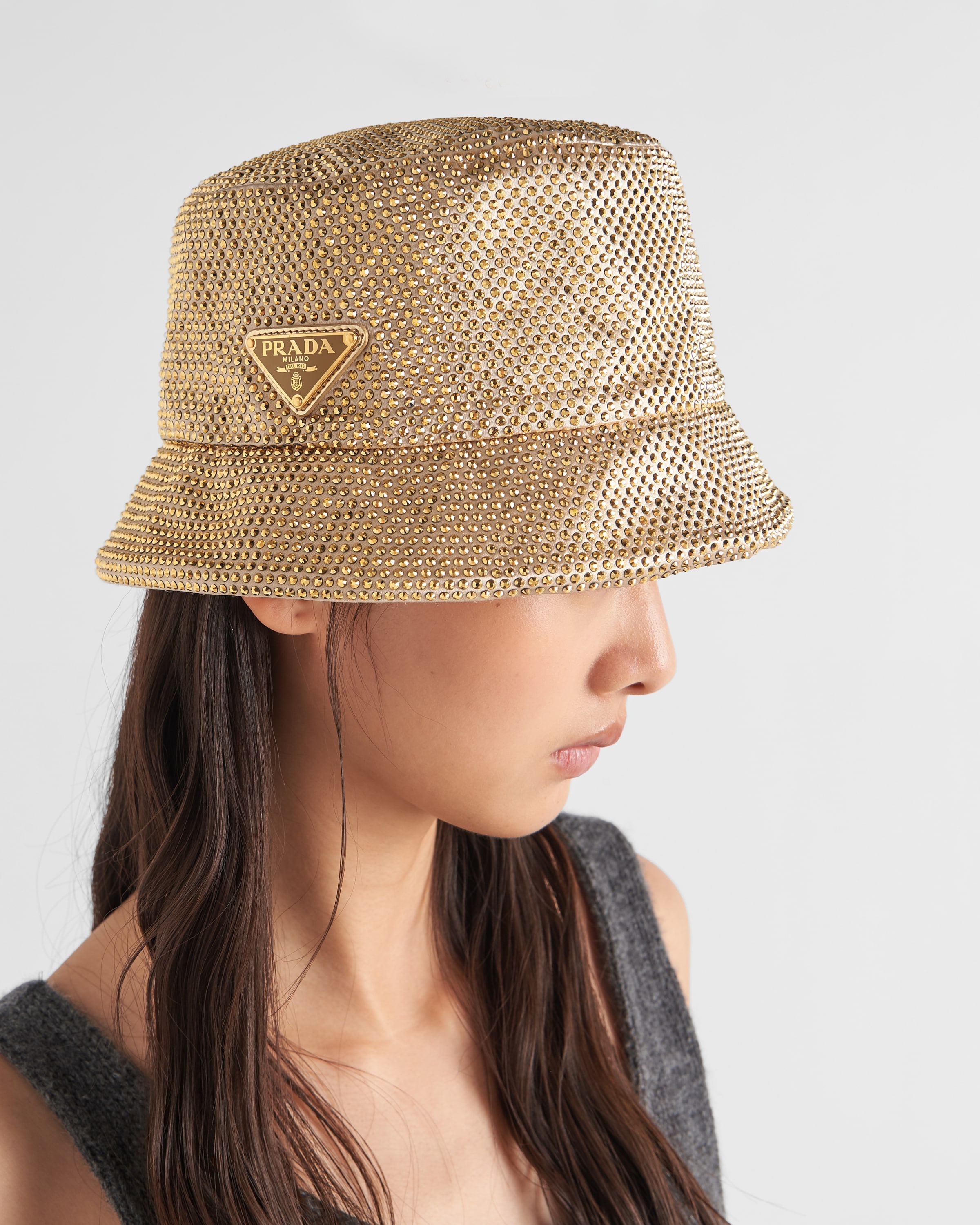 Prada Satin bucket hat with crystals | REVERSIBLE