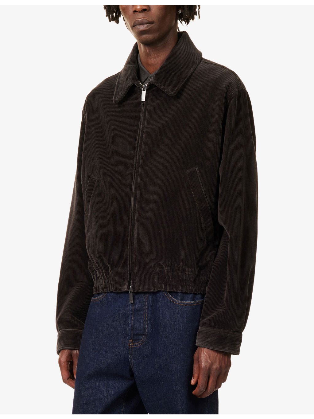 Classic-Collar Corduroy Cotton Bomber Jacket - 3