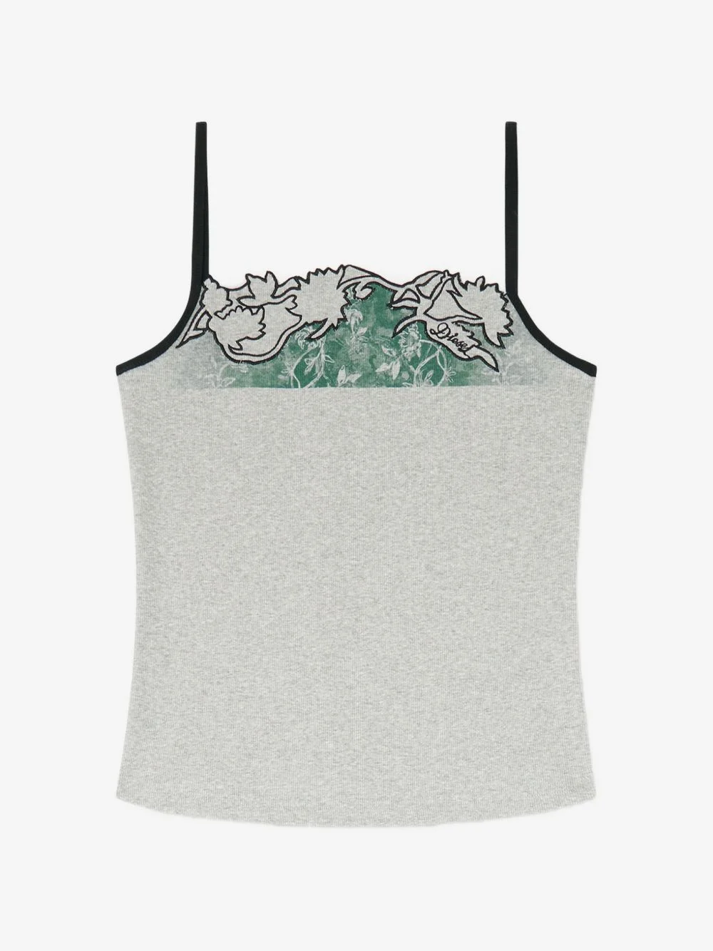 ribbed camisole with floral outline embroidery - 1