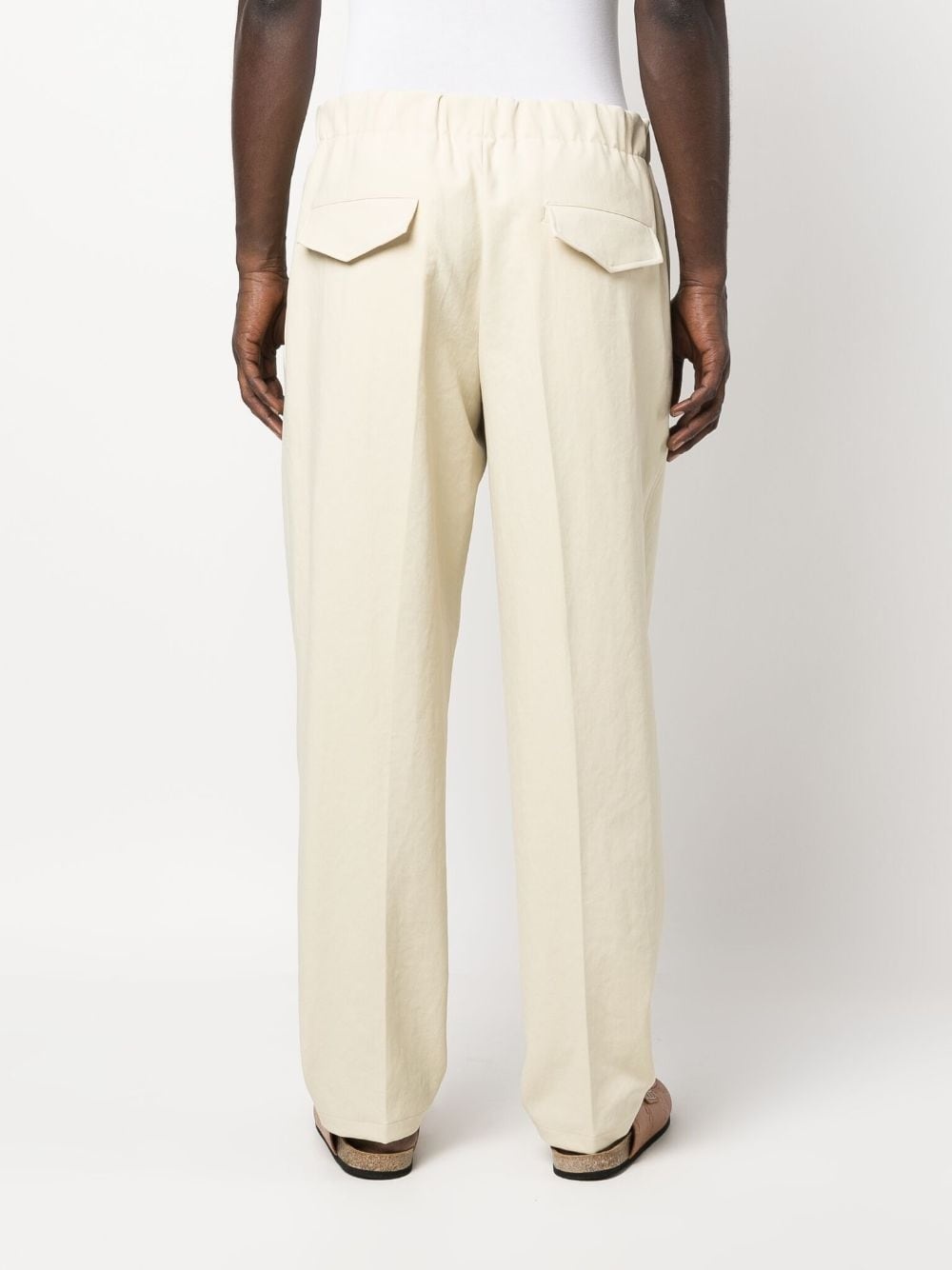 elasticated-waistband cotton trousers - 4