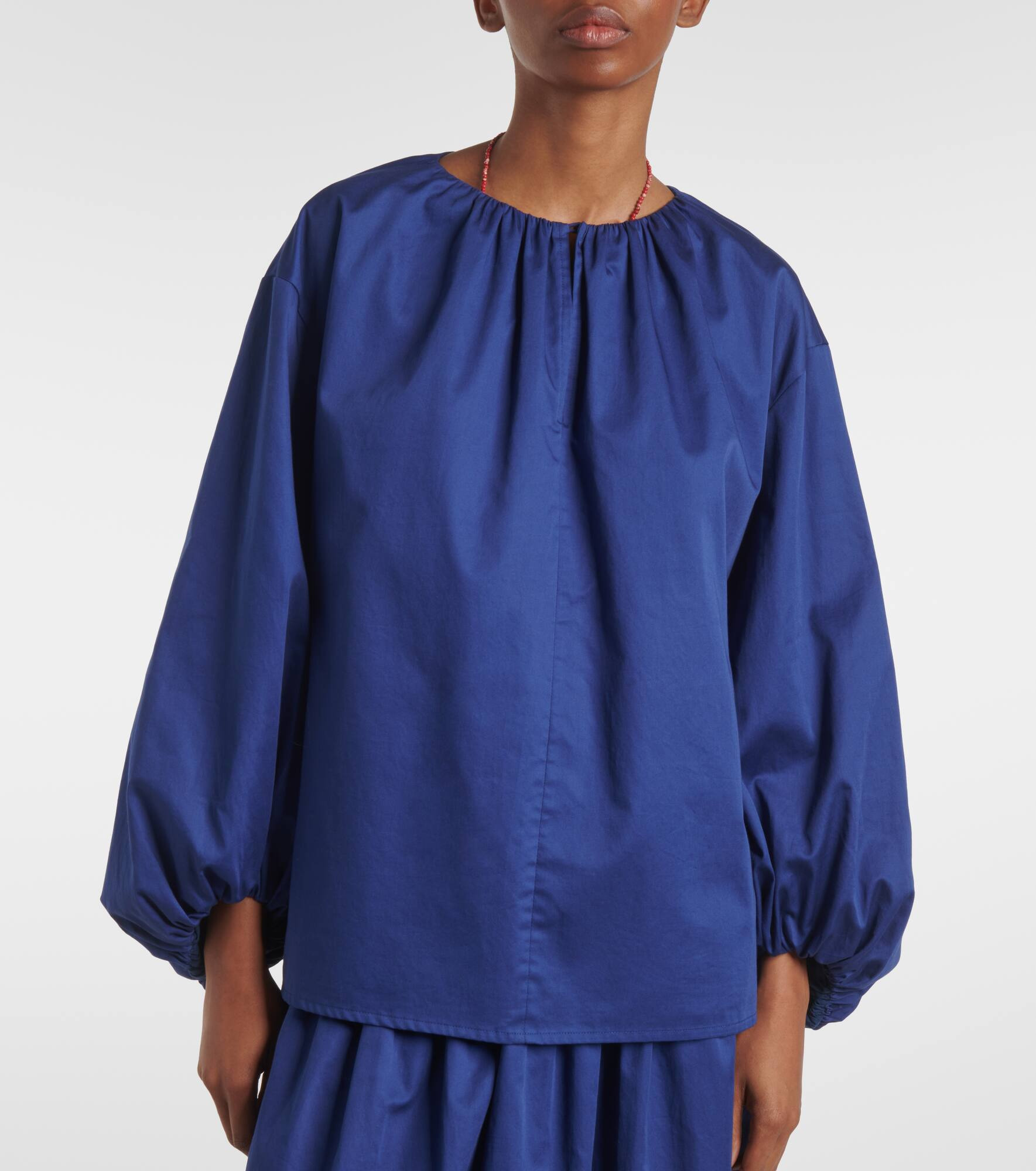 Puff-sleeve cotton blouse - 6