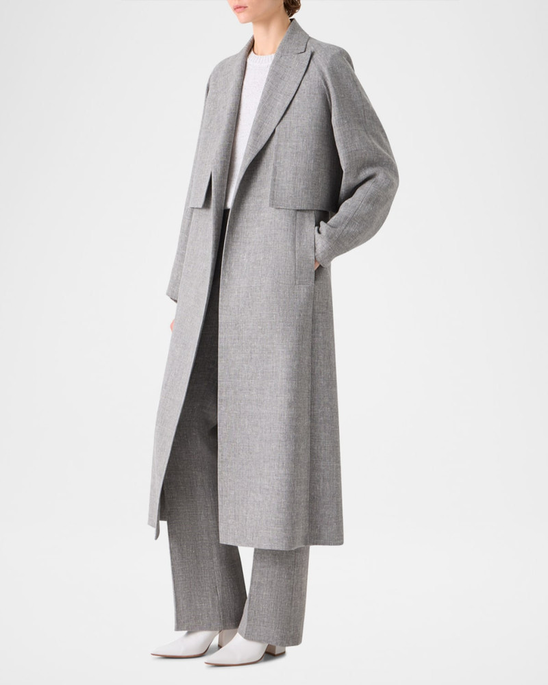 AKRIS Zendaya Duo Wool-Linen Open Coat With Detachable Bolero outlook
