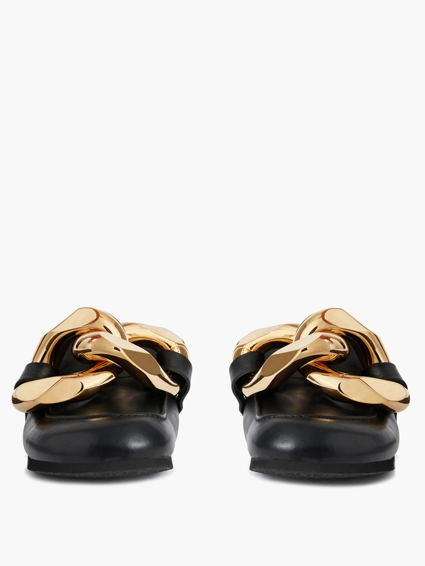 Chain-embellished leather mules - 4