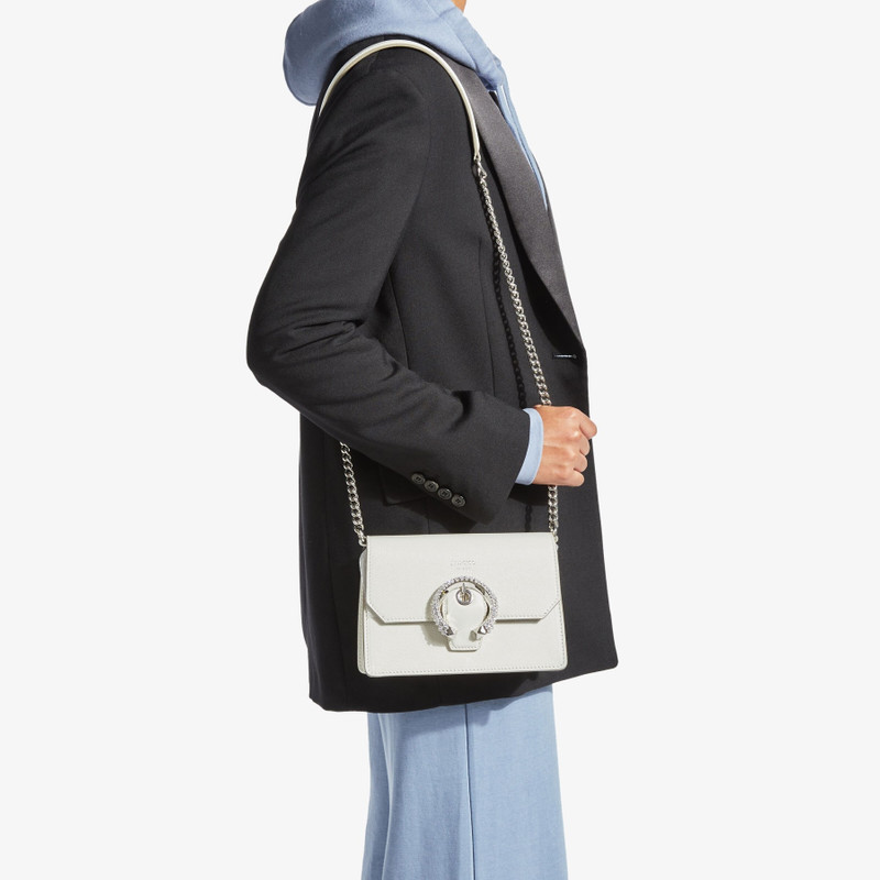 JIMMY CHOO Madeline Crossbody
Latte Goat Leather Crossbody Bag with Swarovski Crystal Buckle outlook