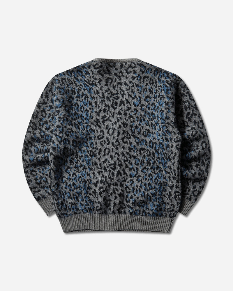 WACKO MARIA Men's Leopard Mohair Cardigan Gray outlook