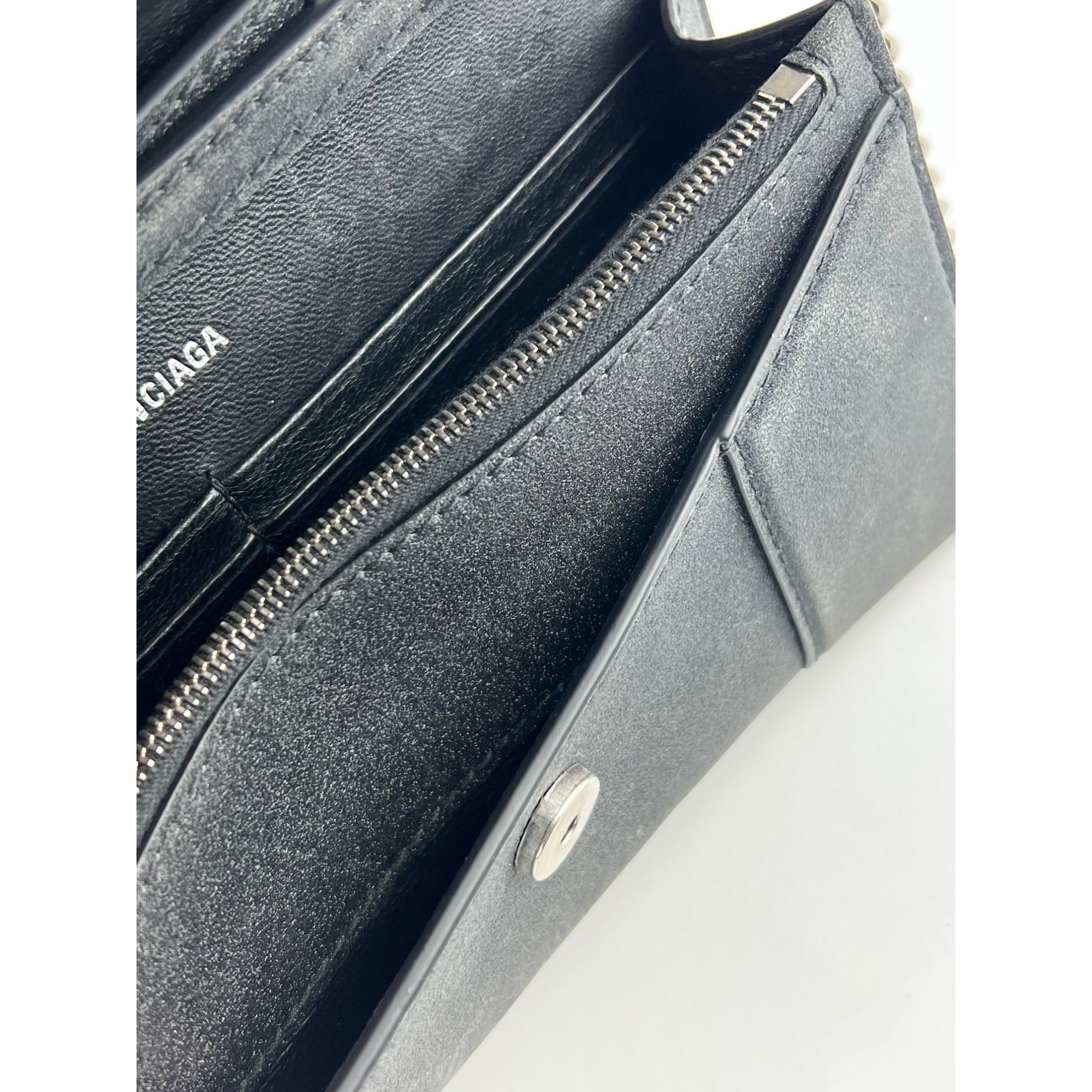 BALENCIAGA Hourglass Wallet On Chain Black Glitter Clutch Shoulder Bag - 13