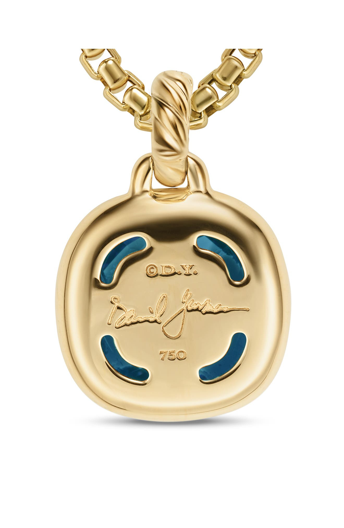 David Yurman Albion® Pendant in 18K Yellow Gold with Diamonds, 11mm in Hampton Blue Topaz at Nordstr - 3