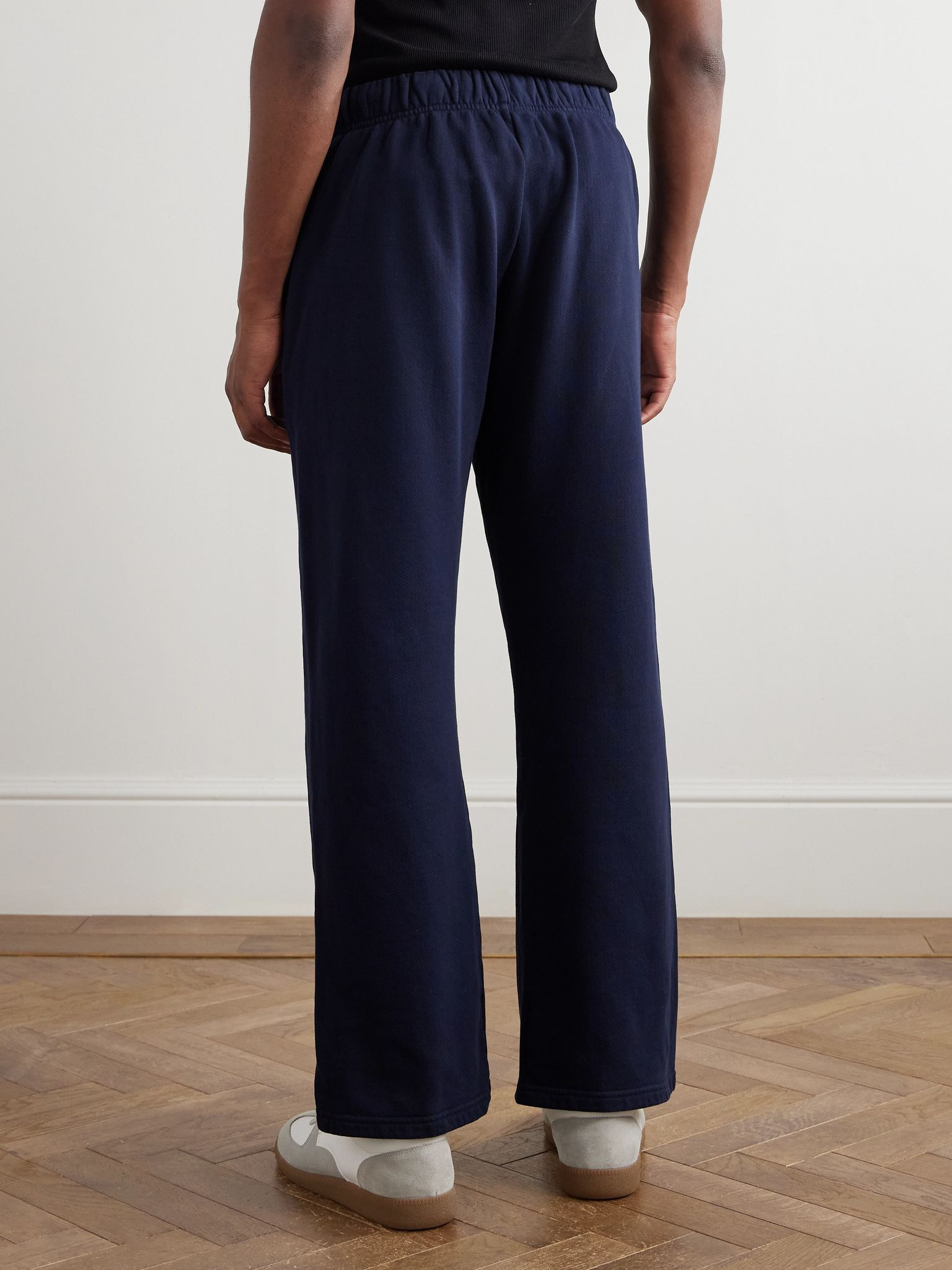 Straight-Leg Cotton-Jersey Sweatpants Navy - 4