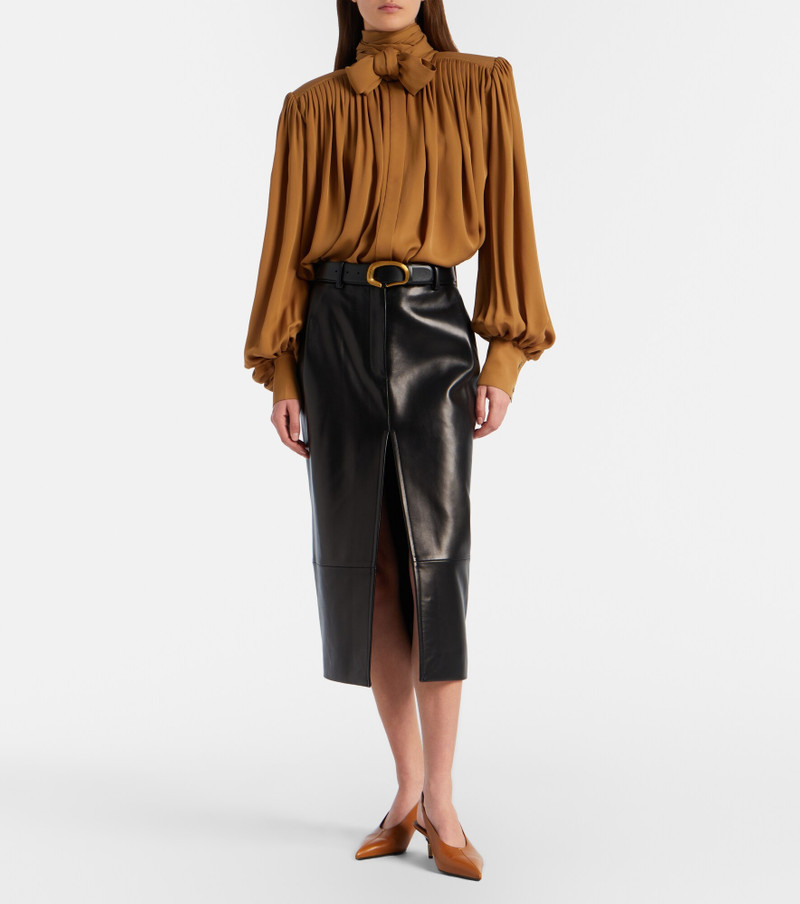 KHAITE Vali pleated silk georgette blouse outlook