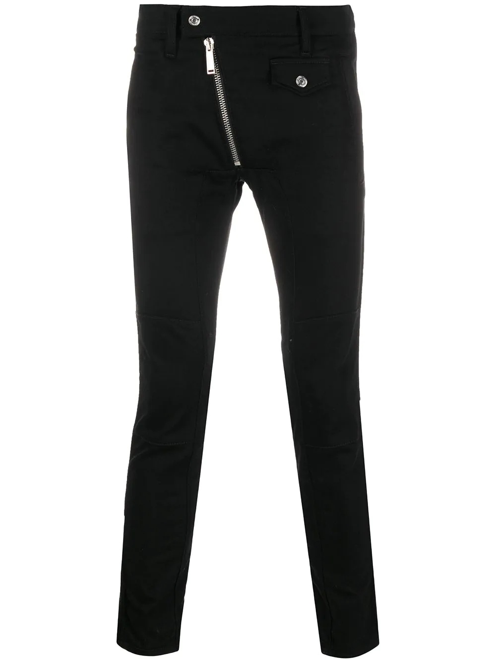 mid-rise asymmetric skinny trousers - 1