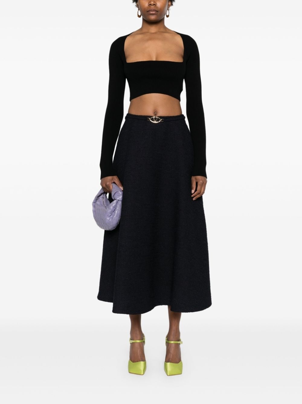 VLogo tweed midi skirt - 2