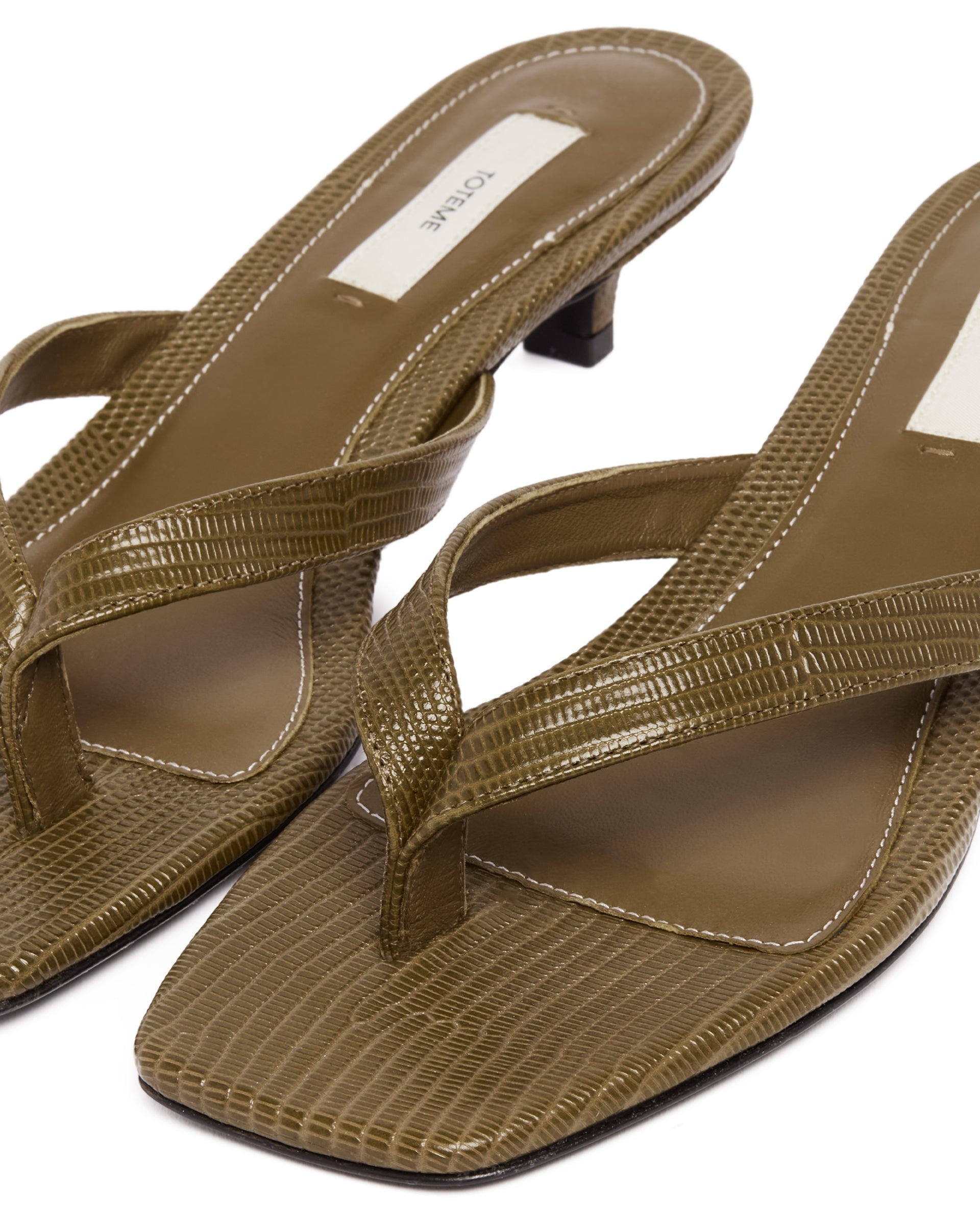 Green Leather Heeled Sandals - 6