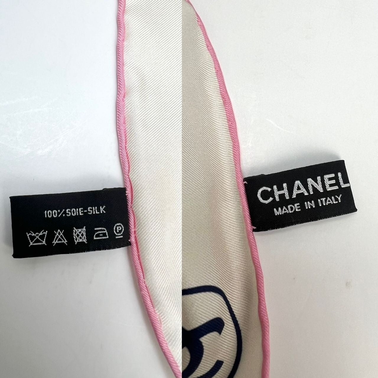 Chanel Silk Pink Black Blue Scarf - 3