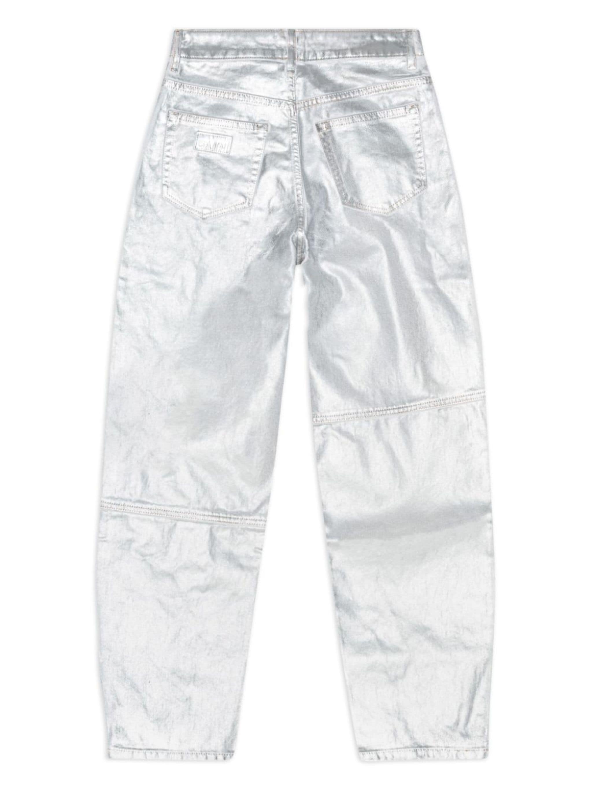 metallic-finish organic-cotton tapared jeans - 2