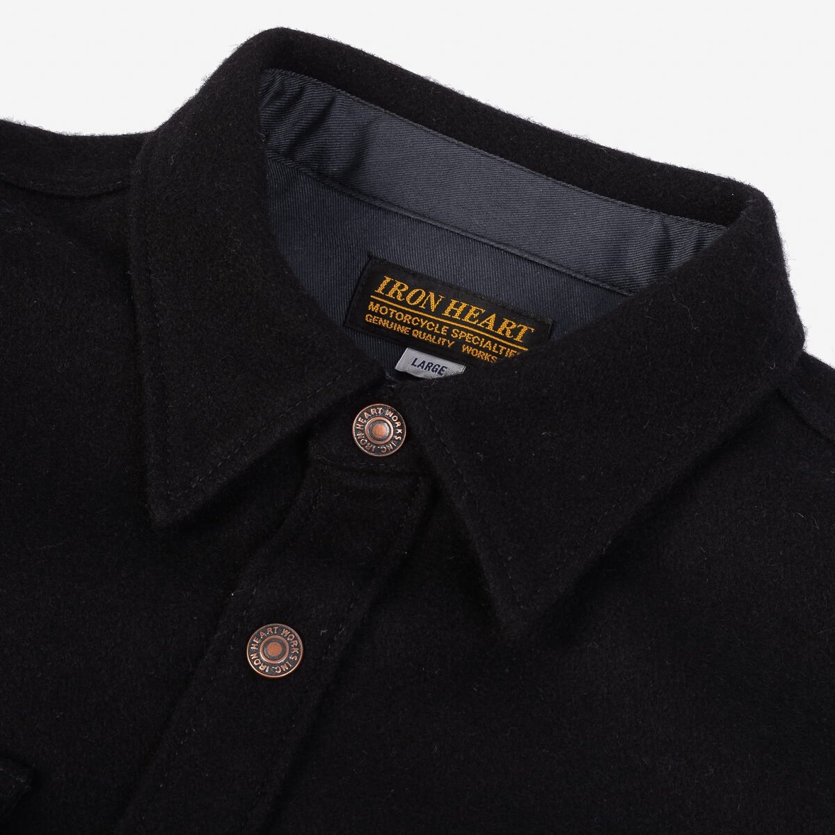 IHSH-306-BLK Melton Wool C.P.O Shirt - Black - 6