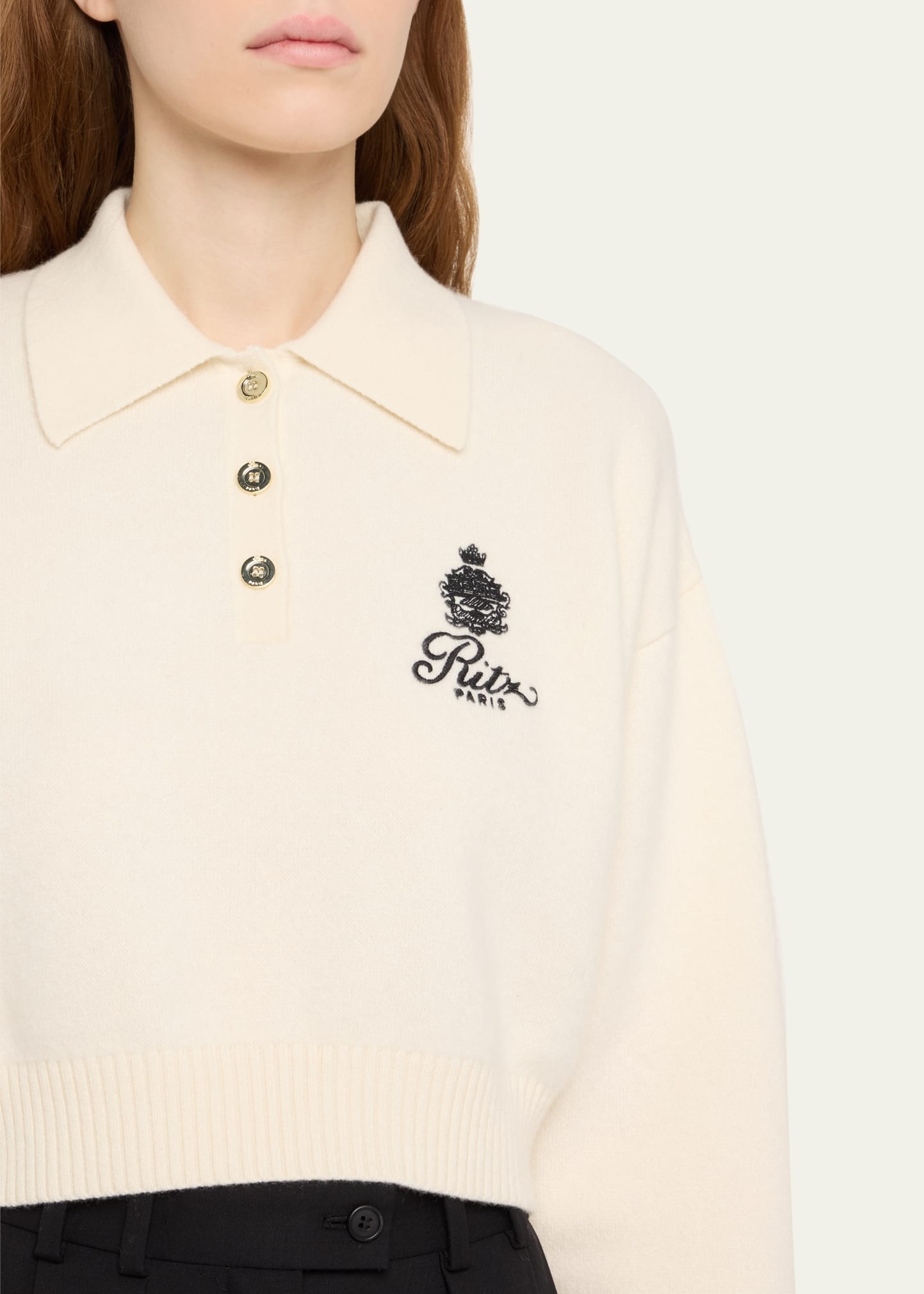 FRAME x Ritz Paris Crest Cashmere Polo Sweater - 5