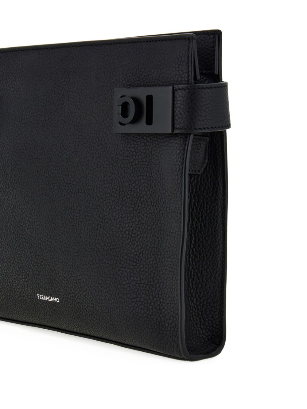 Gancini-buckle leather clutch bag - 5