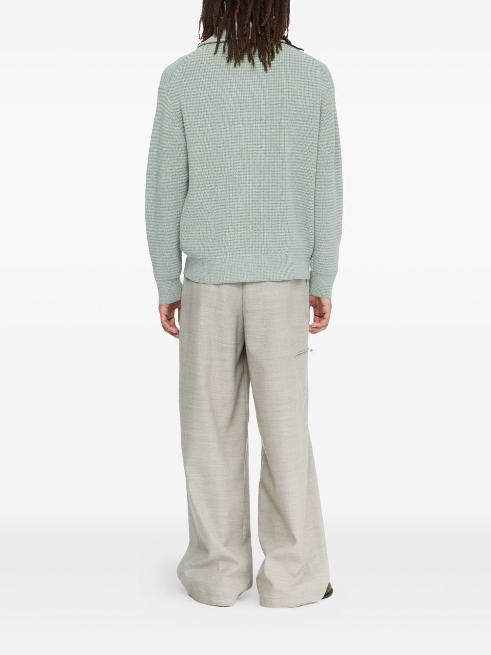 half-zip waffle-knit sweater - 3