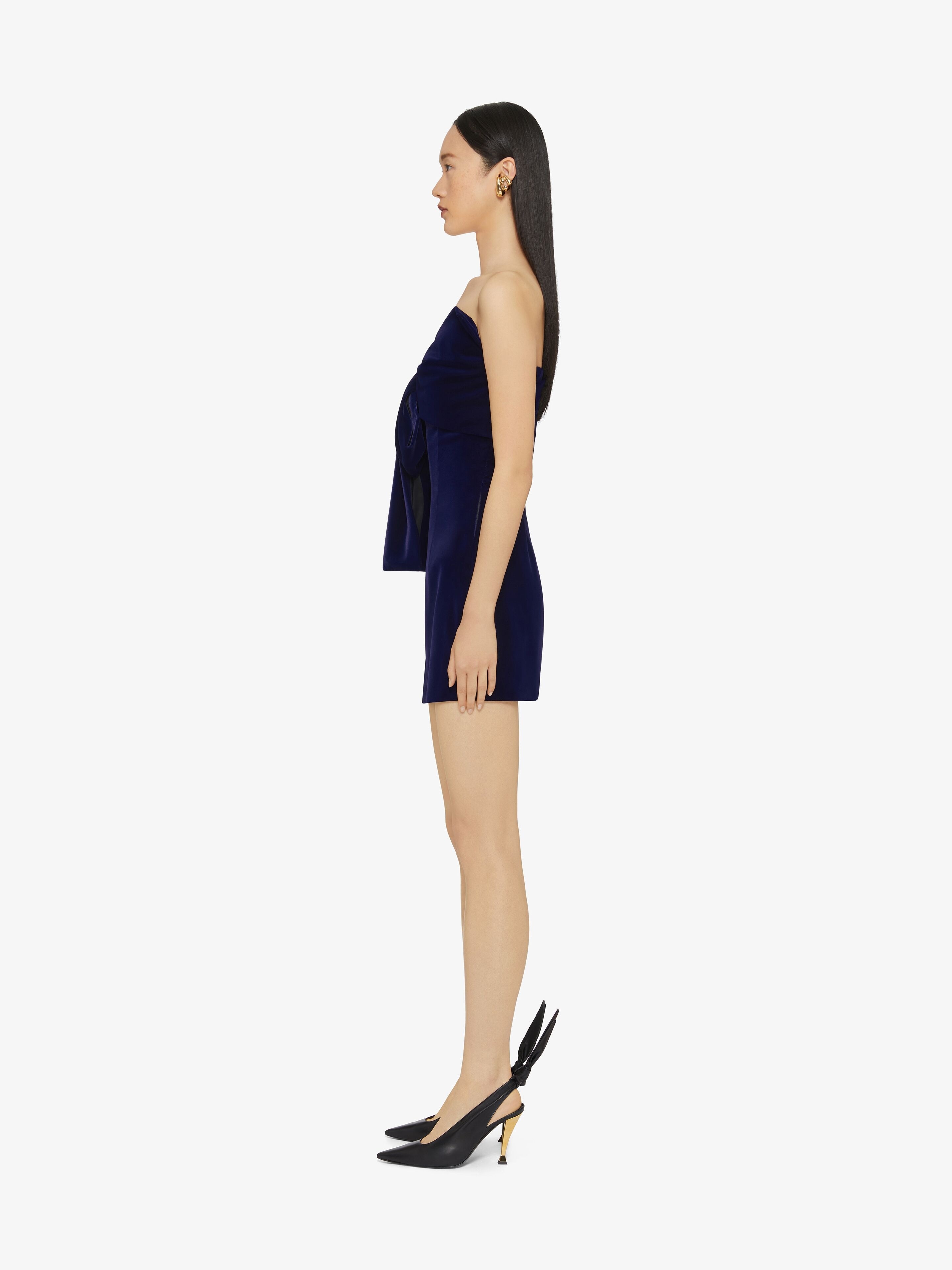 BUSTIER DRESS IN VELVET WITH OVERSIZED BOW - 3
