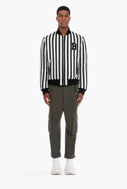 Reversible striped black and white bomber jacket - 4