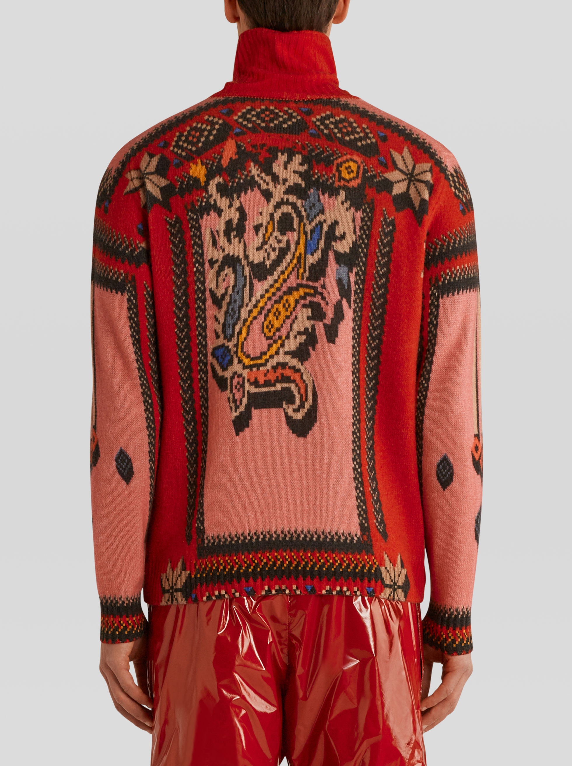 VIRGIN WOOL POLO NECK PRINTED JUMPER - 4