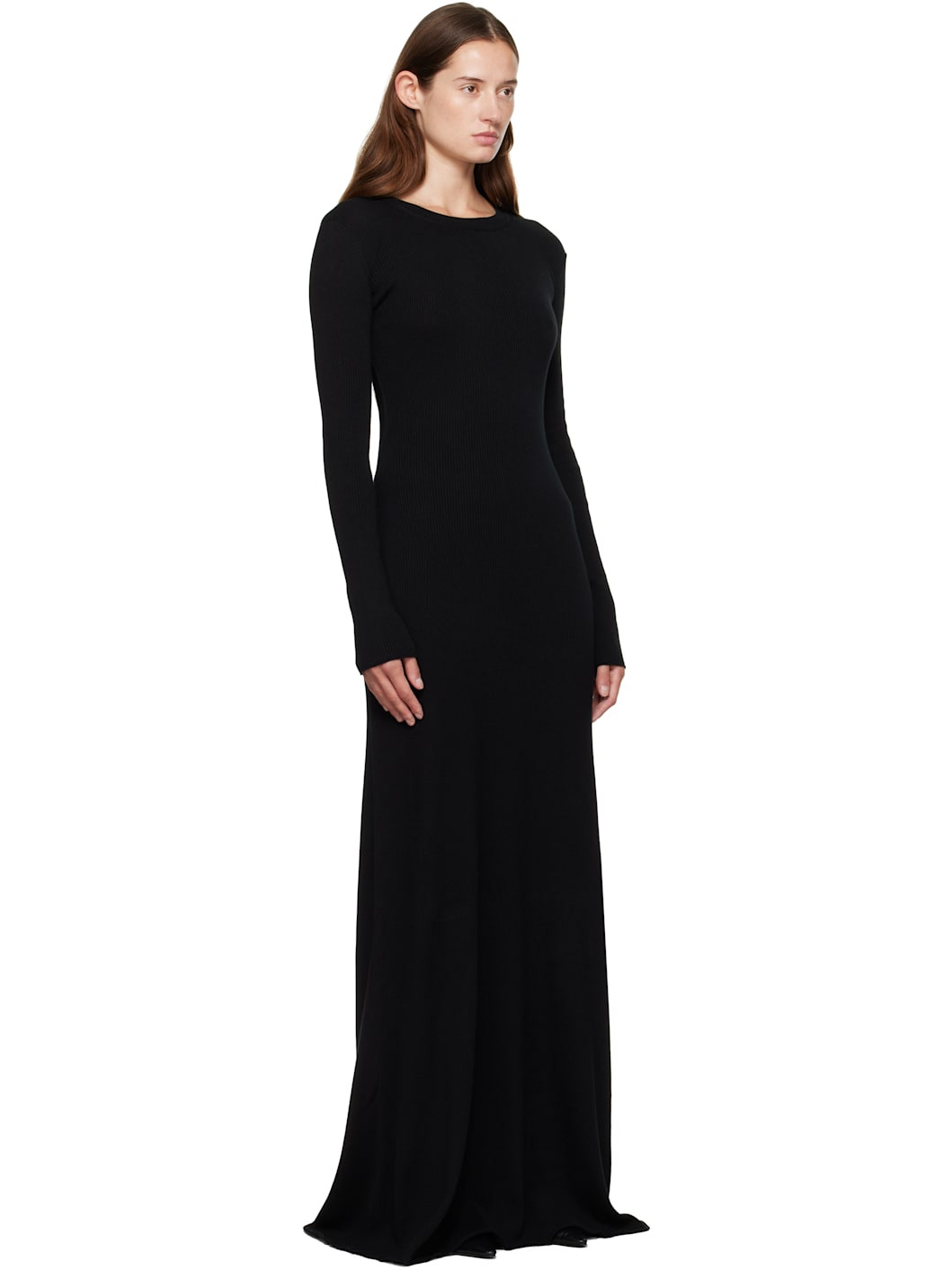 Black Eva Long Open Back Knitted Maxi Dress - 2