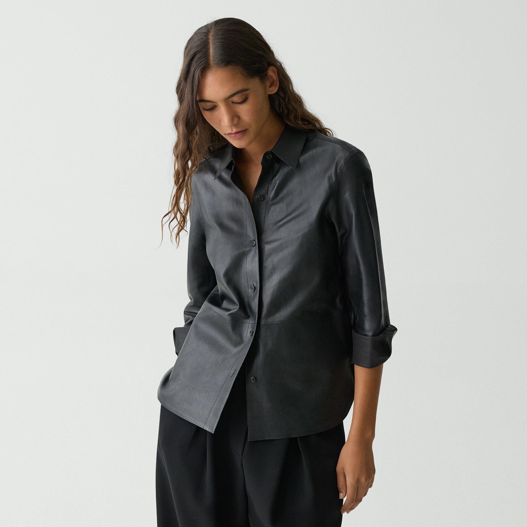 Classic Menswear Shirt in Leather - 2