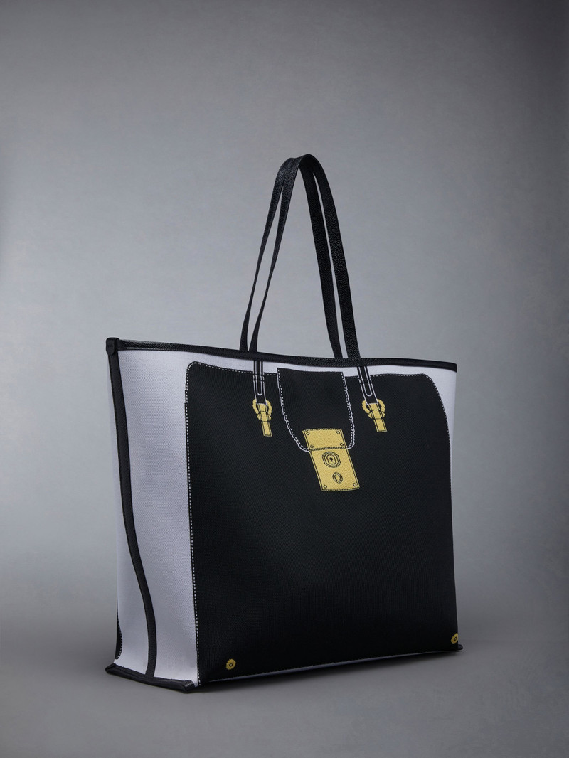 Thom Browne Knit Jacquard Panel Trompe L'oeil Mrs. Thom Soft Tote outlook