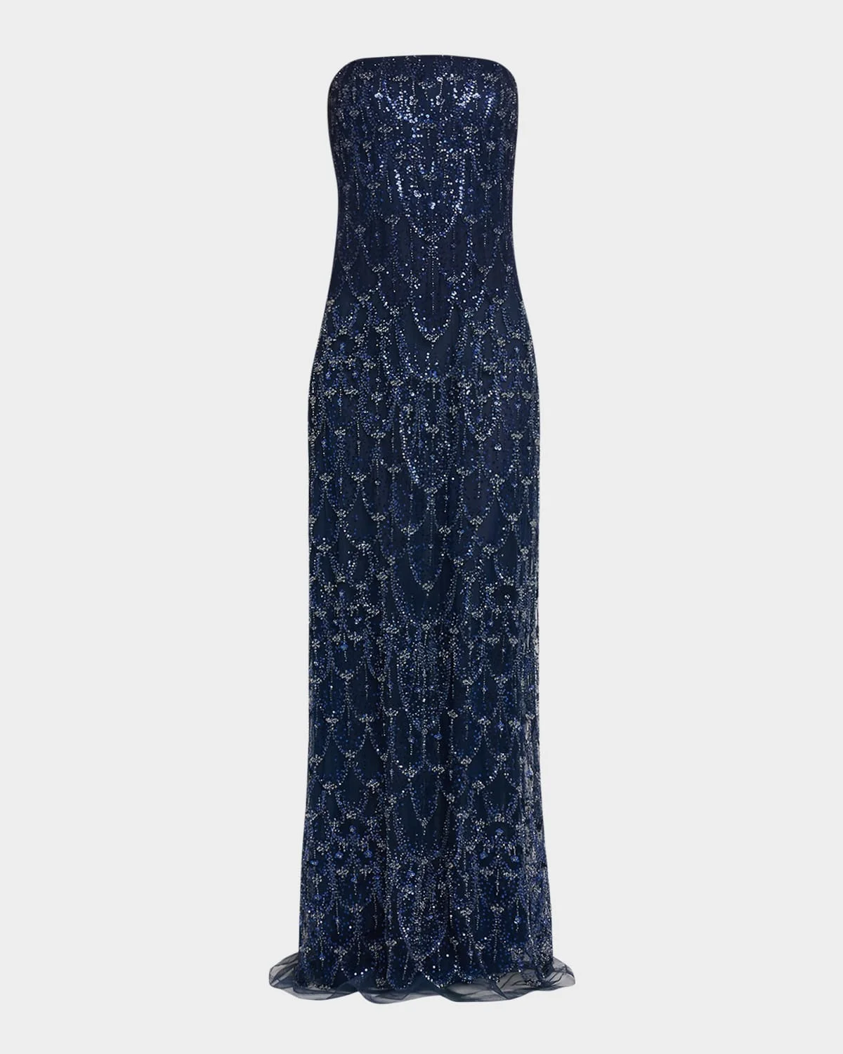 Strapless Crystal Embellished Evening Gown - 1