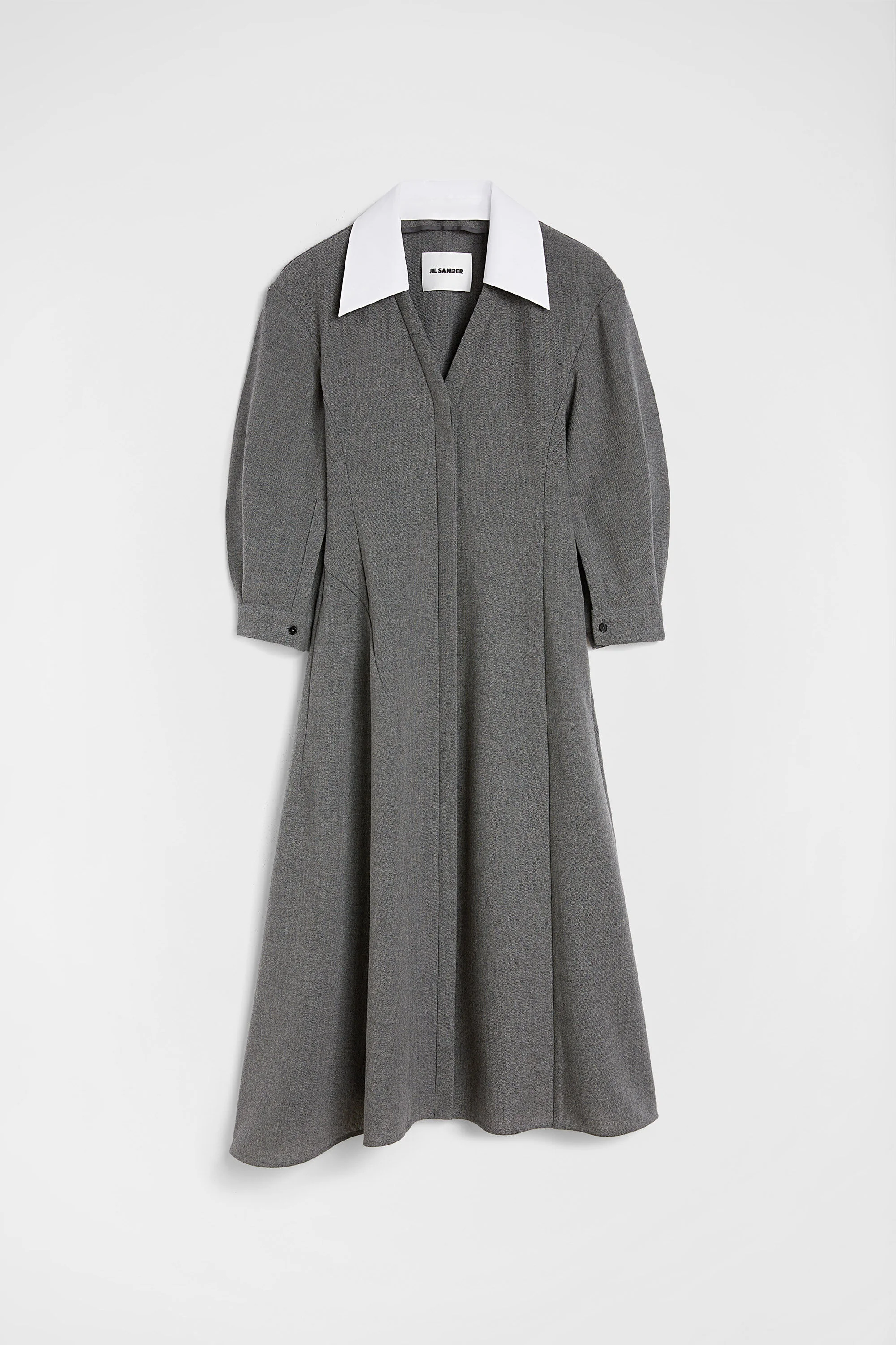 Wool Canvas V-Neck Dress - 1