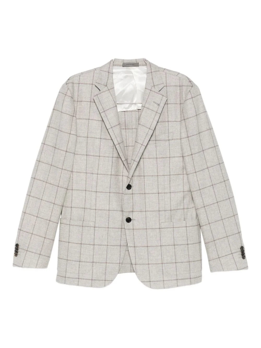 checked single-breasted jacket - 1