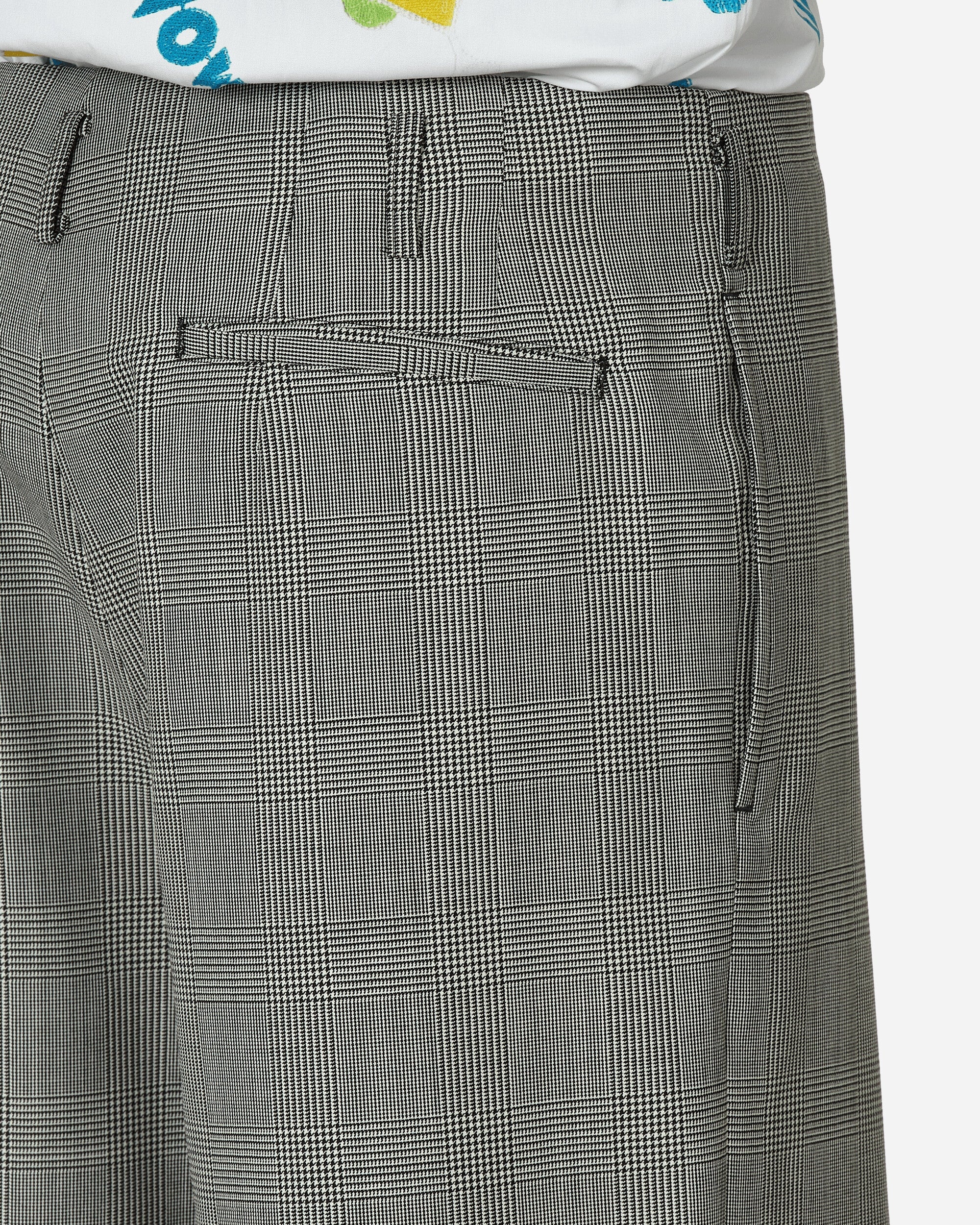 Checked Wool Shorts Black / Natural - 5