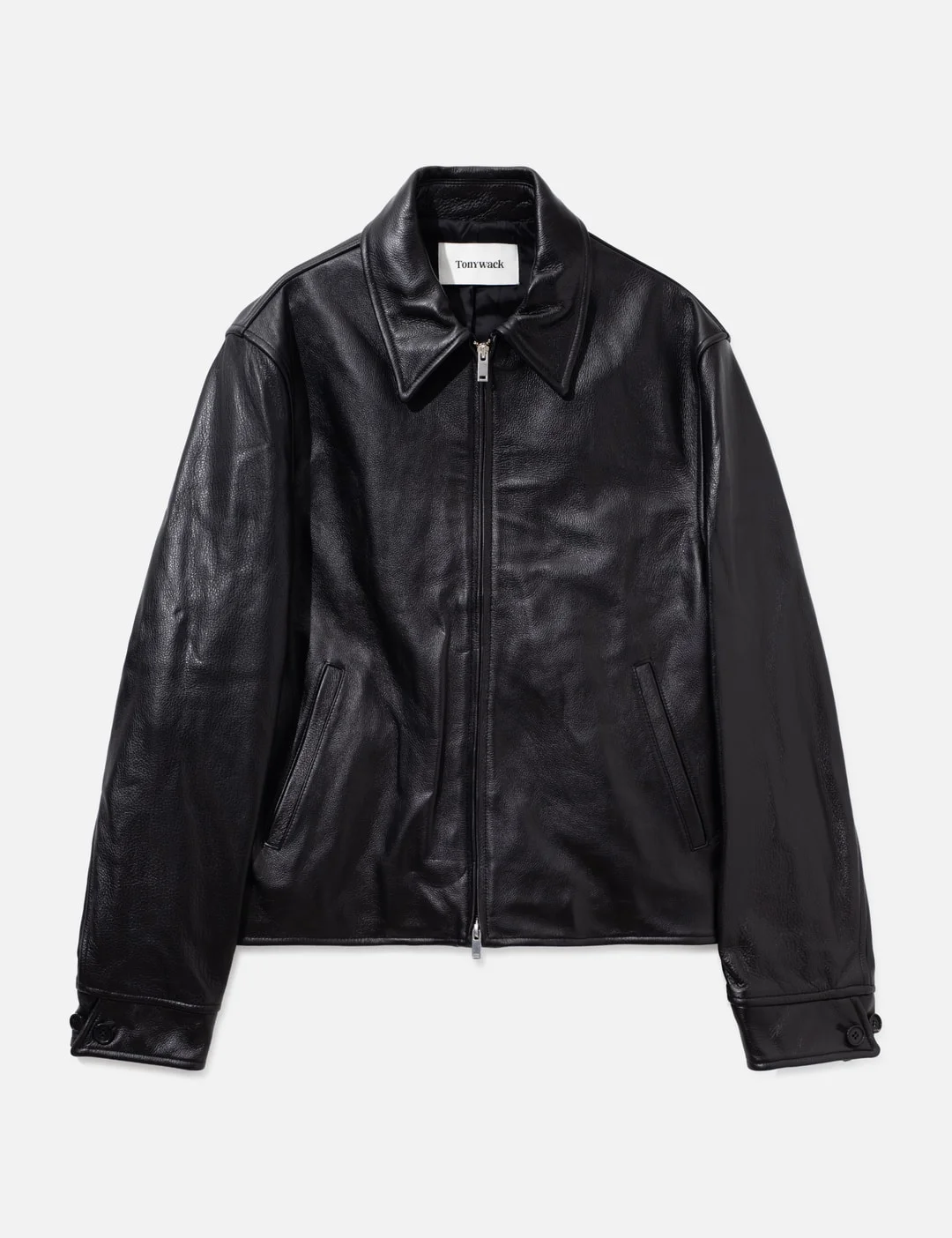 COW LEATHER BUCKLE ZIP JACKET - 1