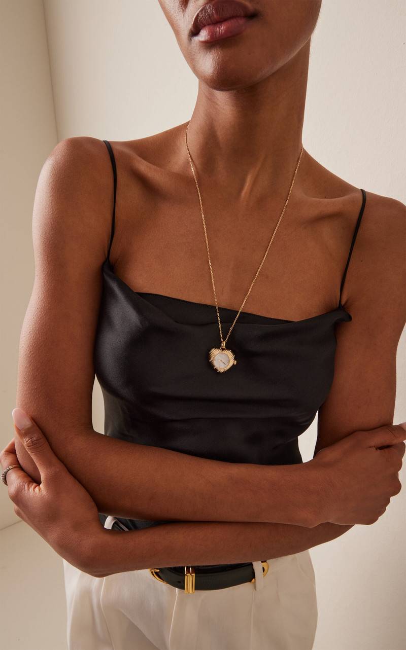 Yvonne Léon Heart Clock 9K Yellow Gold Mother-of-Pearl Necklace gold outlook