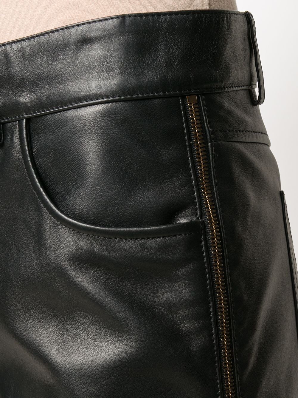 zip-detail leather shorts - 5