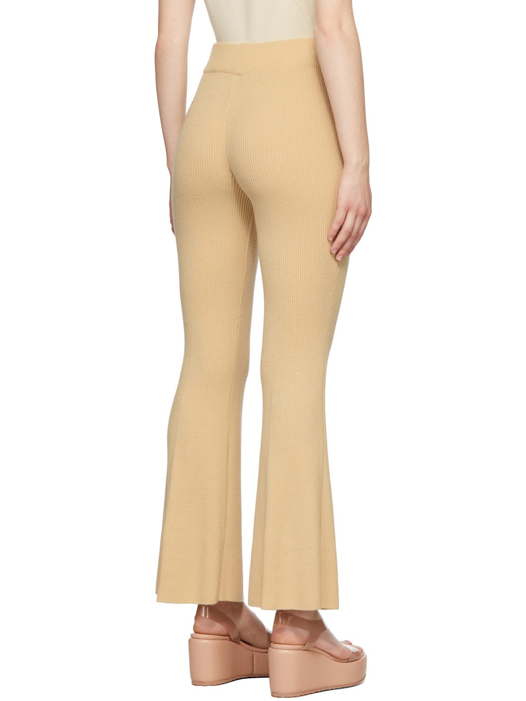 Beige Wool Knit Pants - 3