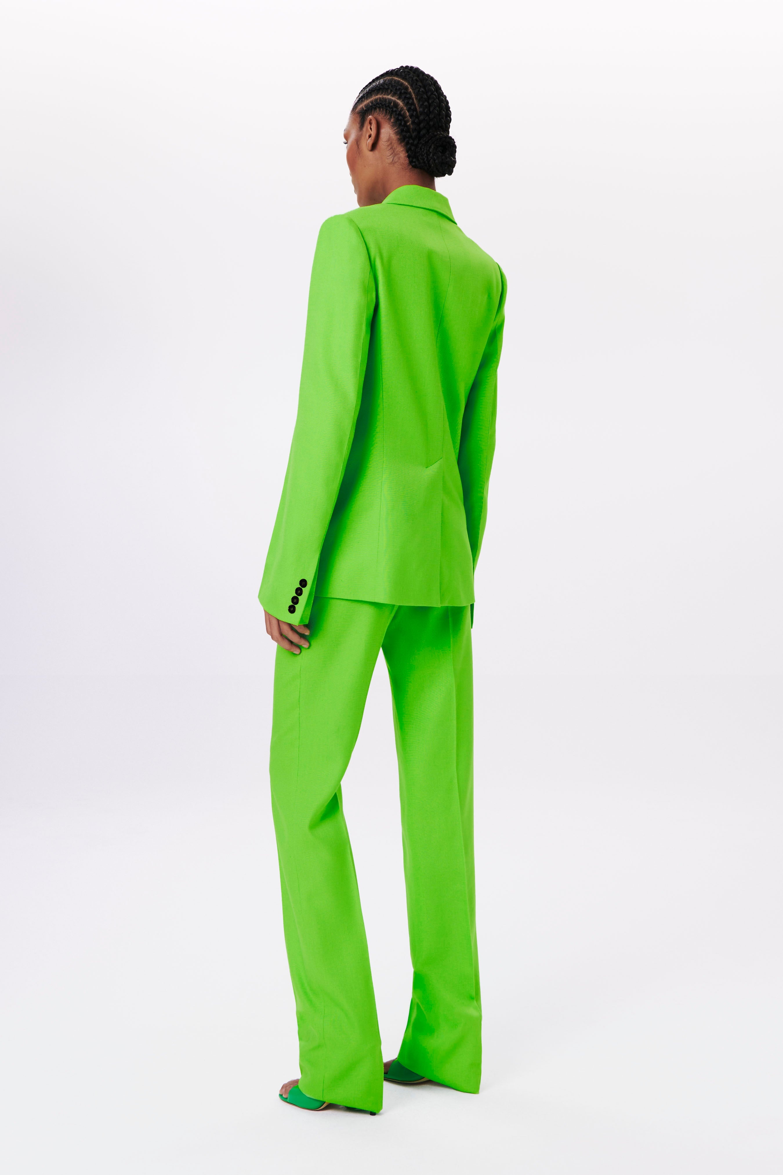 Three Button Single-Breasted Jacket in Apple Green - 5