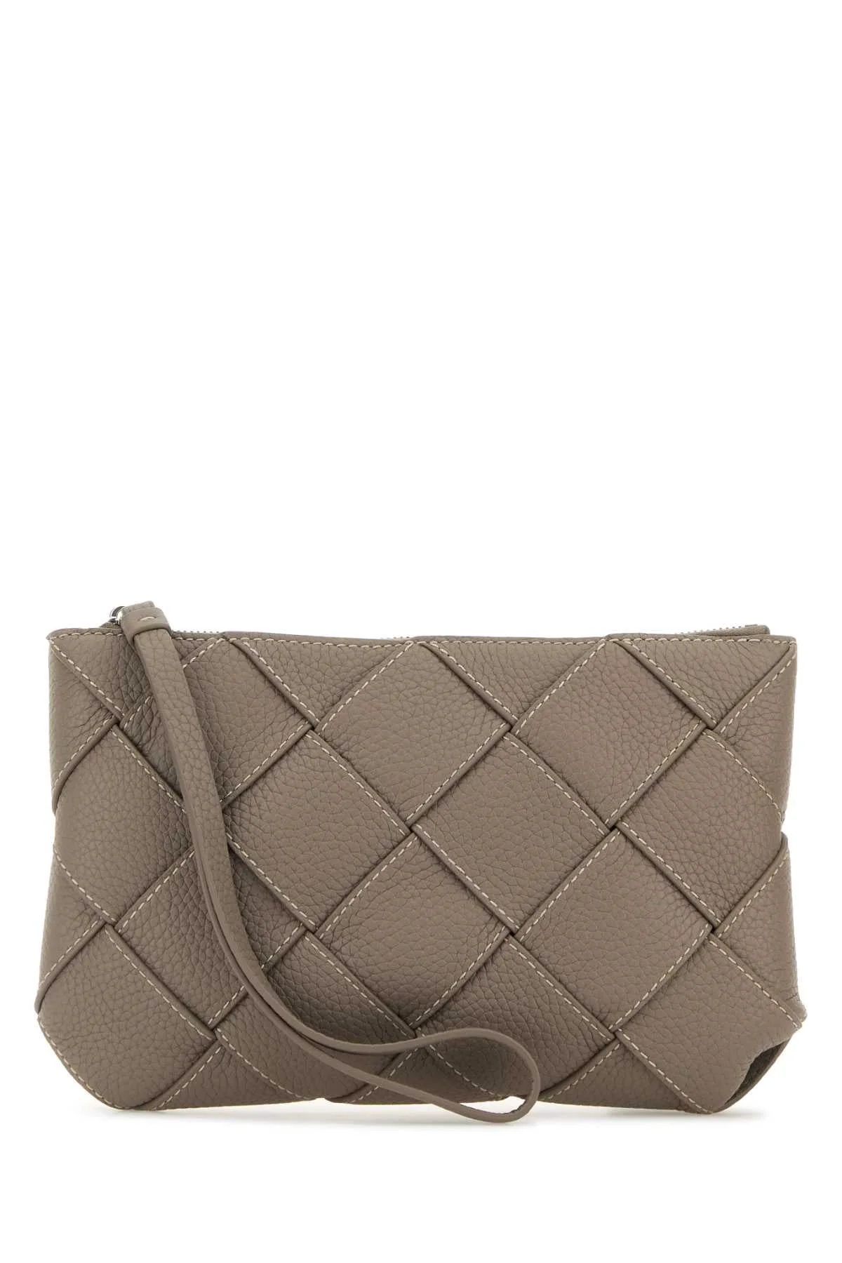 Bottega Veneta Men Dove Grey Leather Diago Clutch - 1