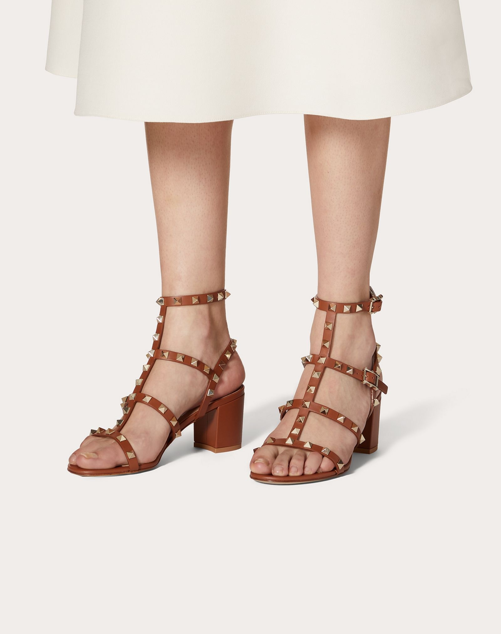 Rockstud Calfskin Ankle Strap Sandal 60 mm - 6