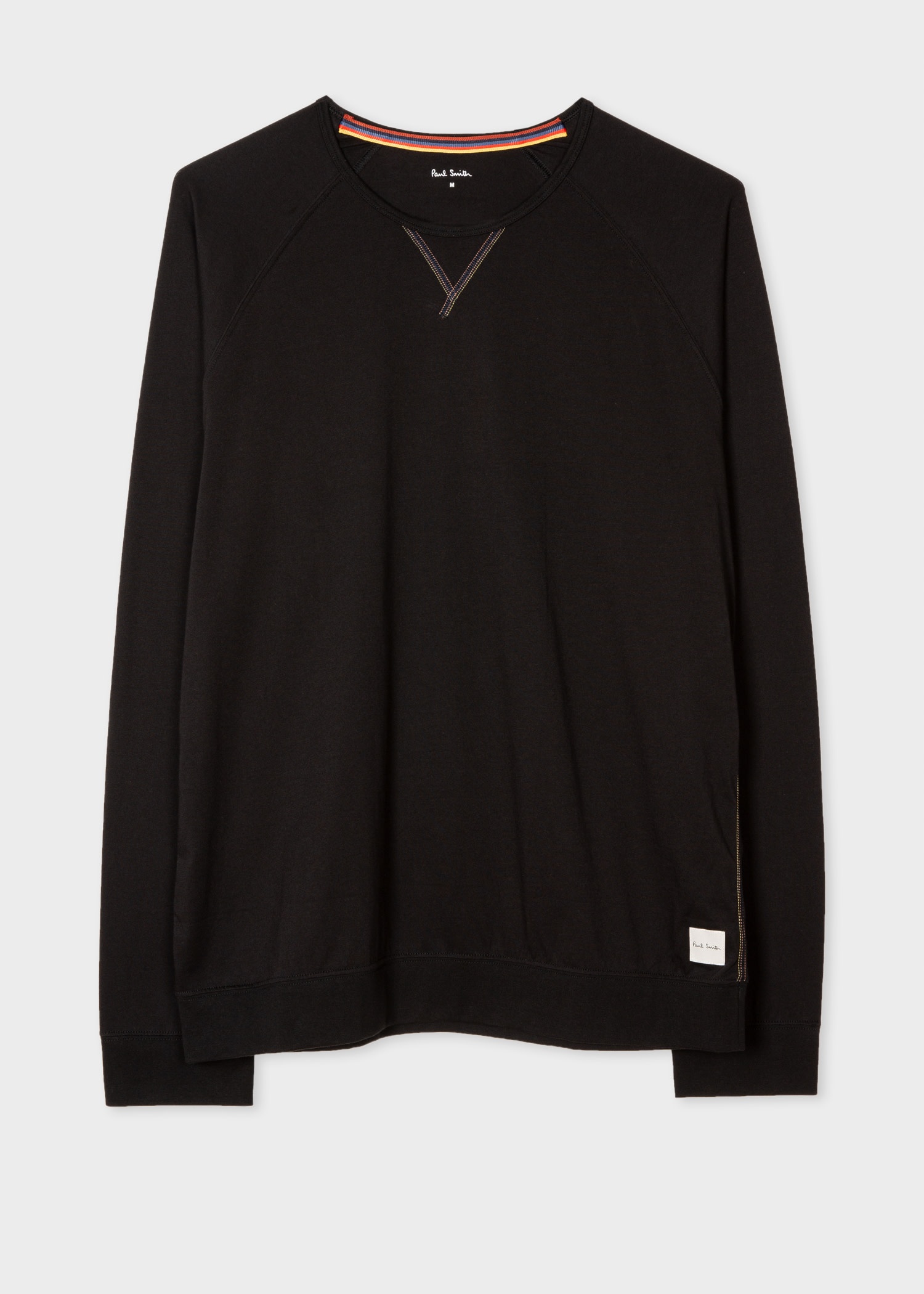 Black Jersey Cotton Long-Sleeve Lounge Top - 1