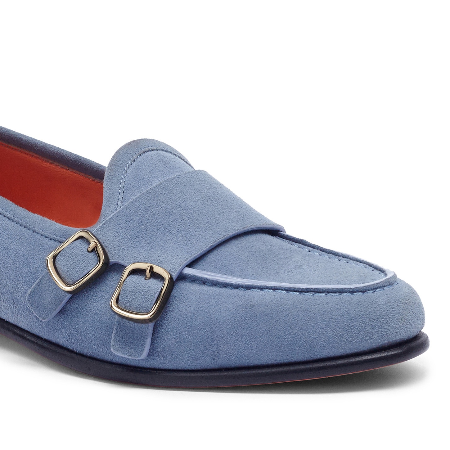 Women's light blue suede Andrea double-buckle loafer - 6