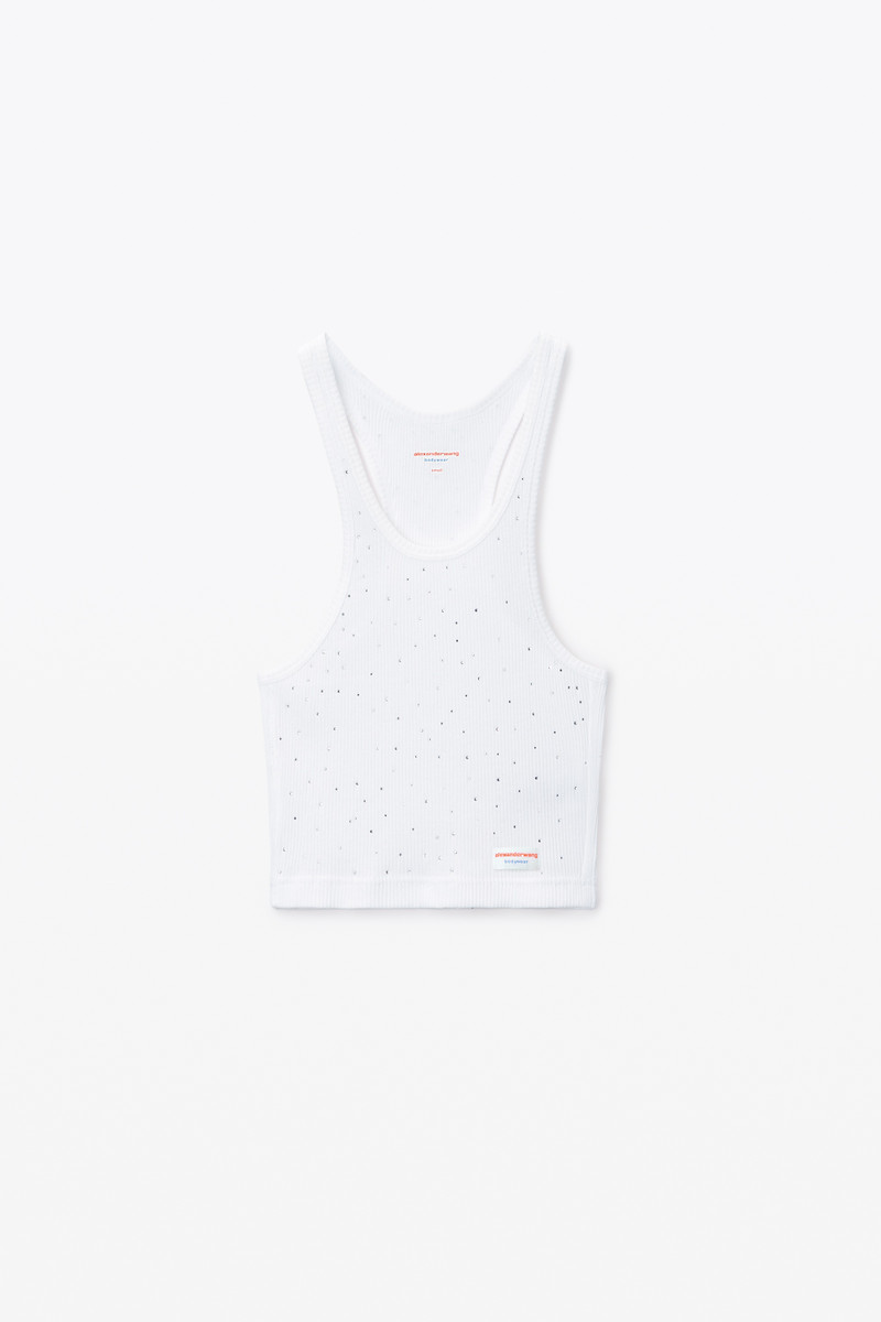 Crystal Hotfix Cropped Racer tank Tee 1