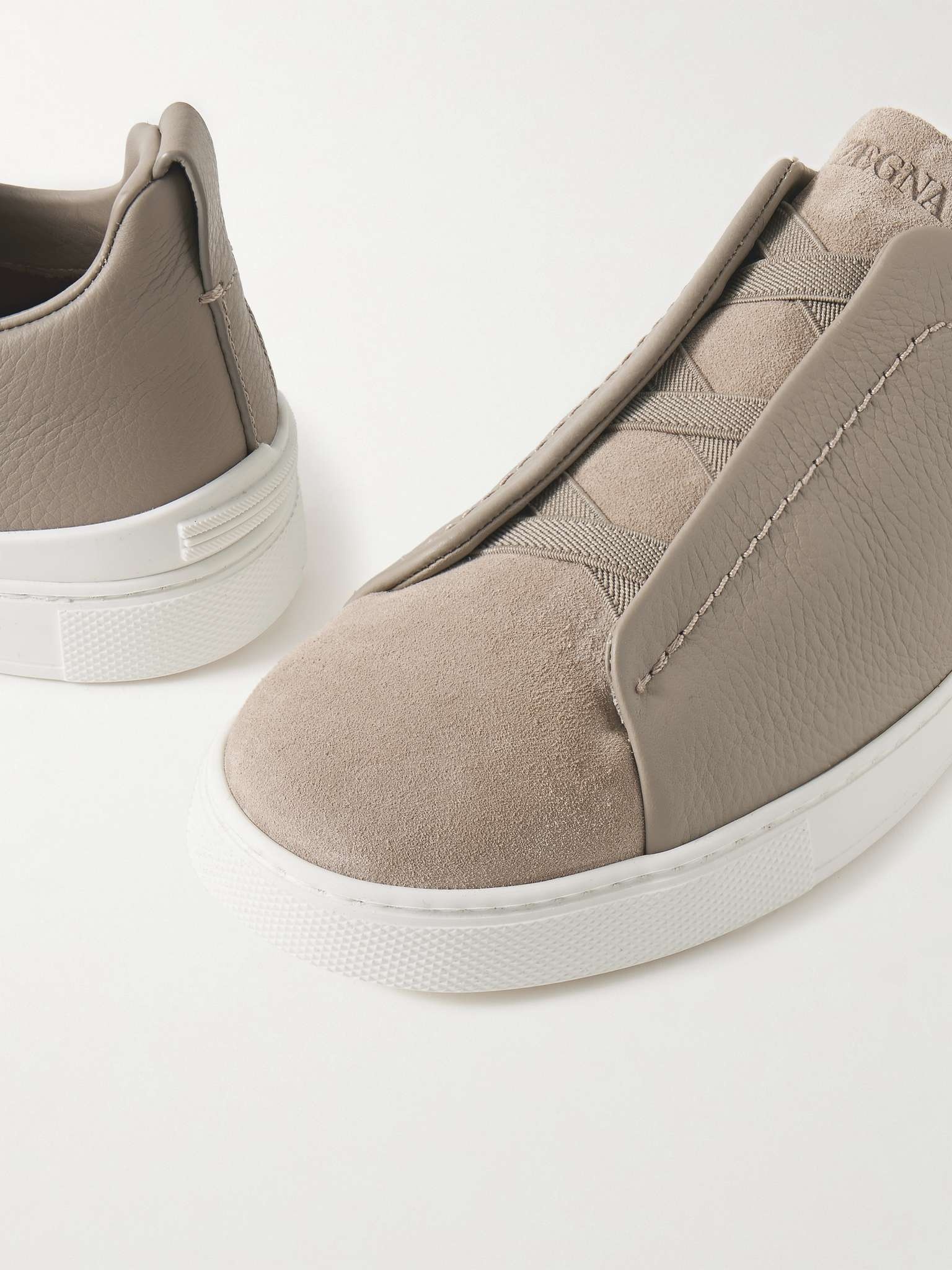 Triple Stitch Full-Grain Leather and Suede Sneakers - 6