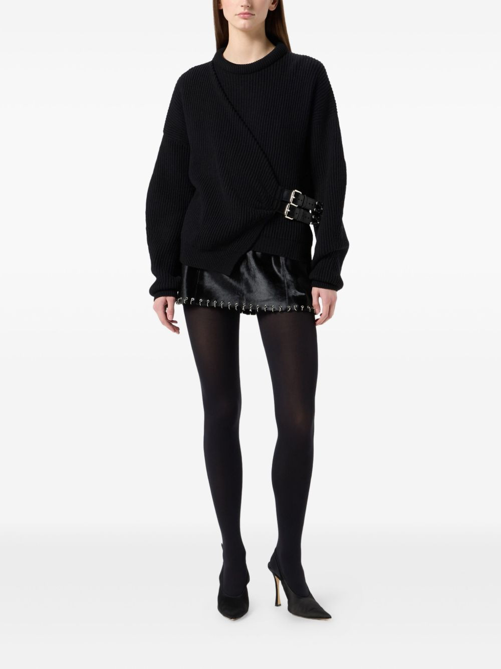 ribbed buckle-fastening sweater - 2