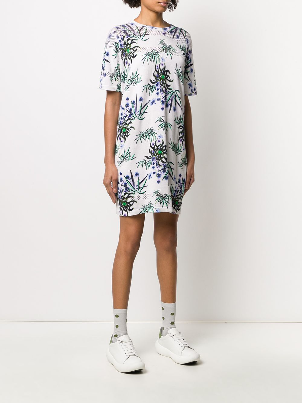 floral-print eyelet-knit T-shirt dress - 3