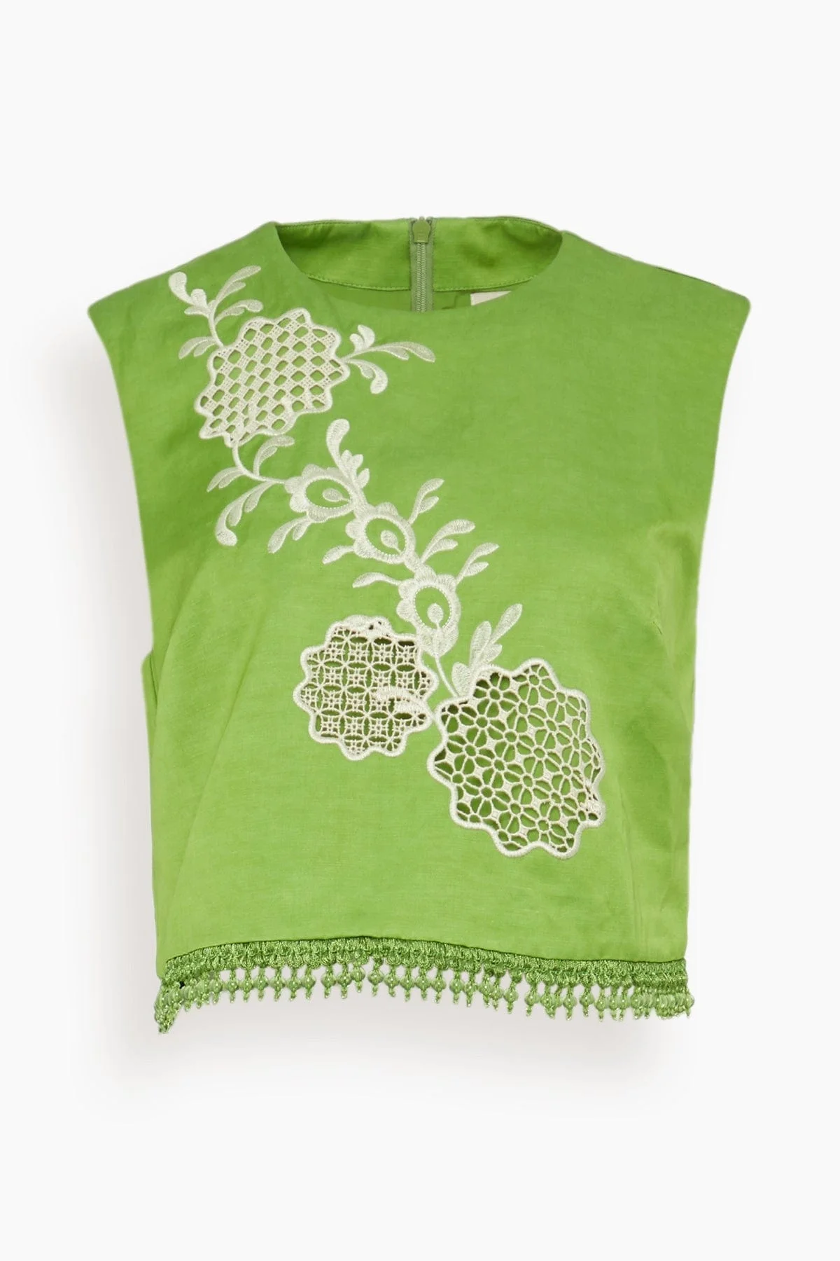 Luisa Embroidered Top in Green - 1